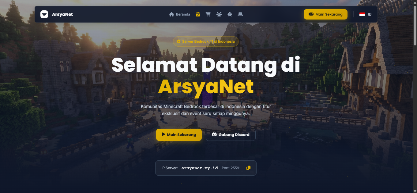 Tampilan proyek Website Top Up Server