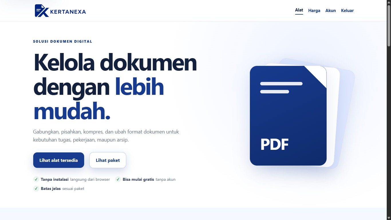 Tampilan proyek Kertanexa